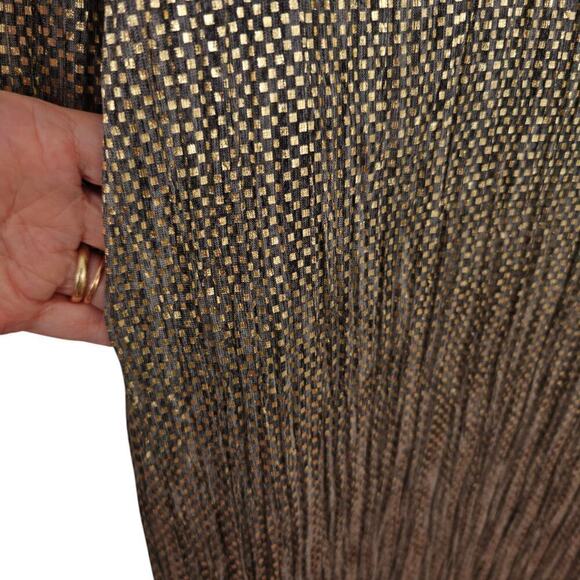 Anthropologie Sabina Musayev Tie Neck Shirt Dress Size XS Gold Metallic Shimmer - Picture 6 of 12